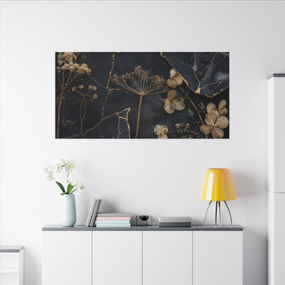 Philosophical Dried Flowers Canvas Art - Broken Beauty Kintsugi