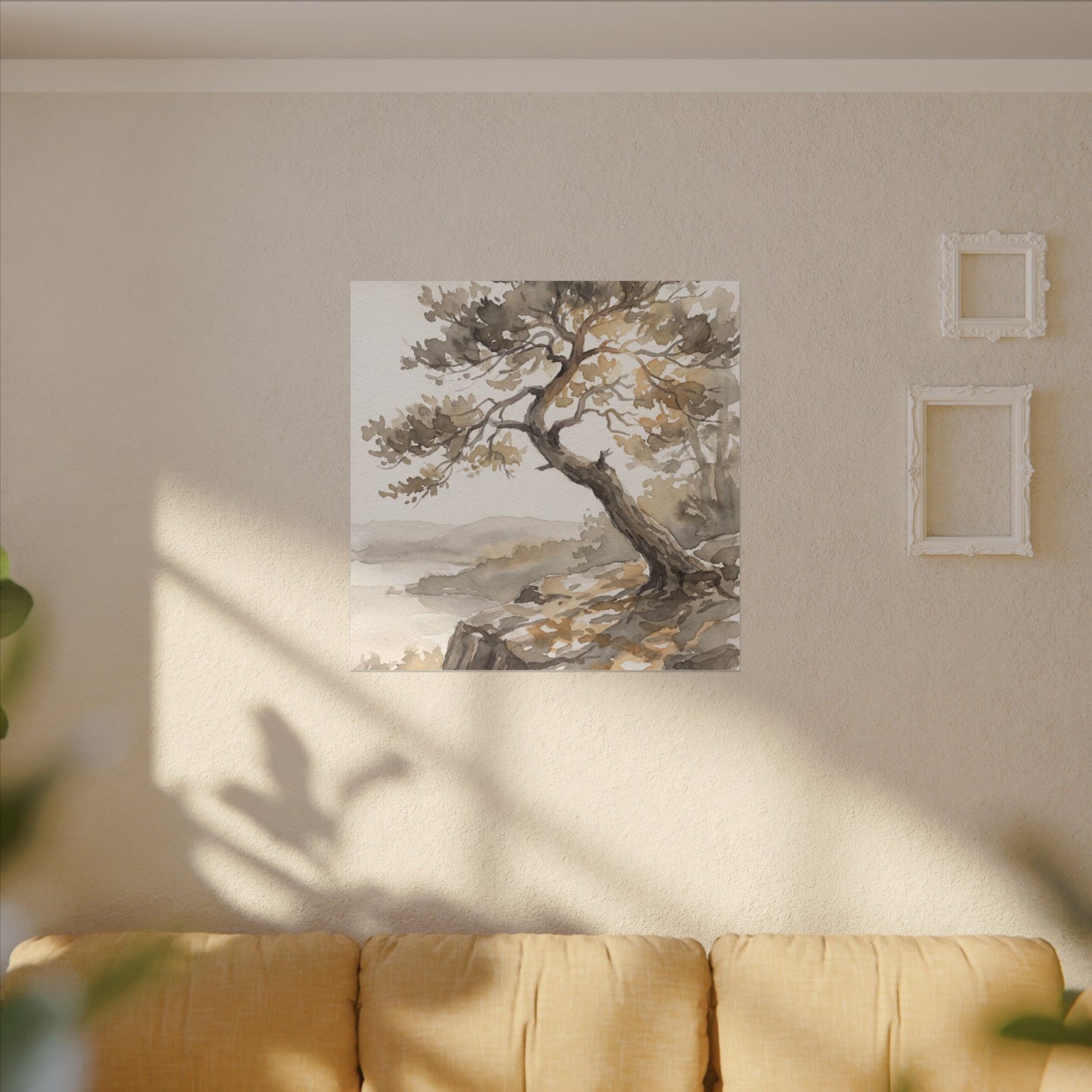Pine Tree Watercolor Canvas Art | Elegant Japandi Art