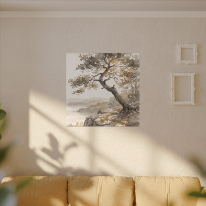Pine Tree Watercolor Canvas Art | Elegant Japandi Art