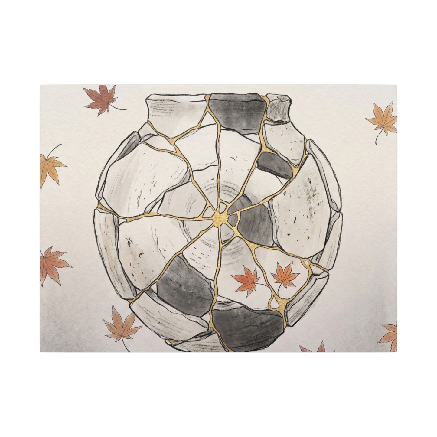 Japandi Broken Pottery in Dawn | Minimal Line Canvas Art