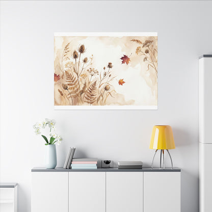 Dried Flowers Canvas Art | Autumn Japandi Watercolor Art