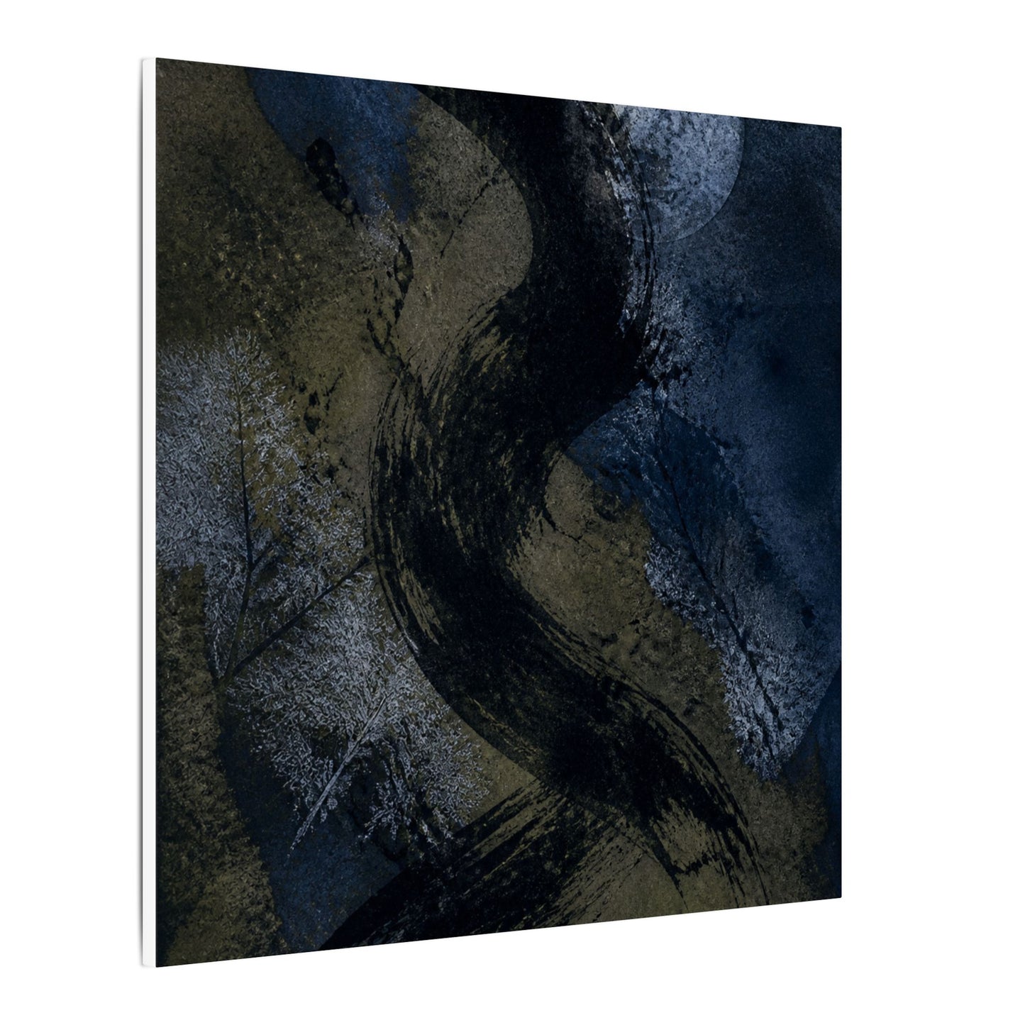 Shibui Ink Brushstroke Canvas Art - Dark Japandi Dark Texture