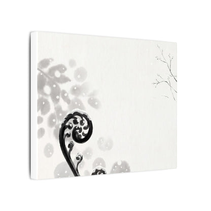 Winter Fern Unfurling Ukiyo E Inspired Canvas Art | Peaceful Decor