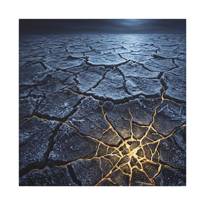 Moonlight Cracked Earth Canvas Art - Kintsugi Mono No Aware