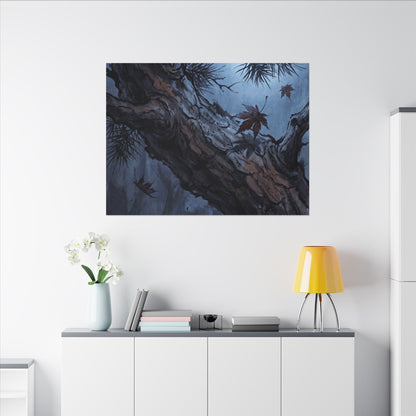 Atmospheric Pine Tree Canvas Art - Shadow Zen Dark Japandi