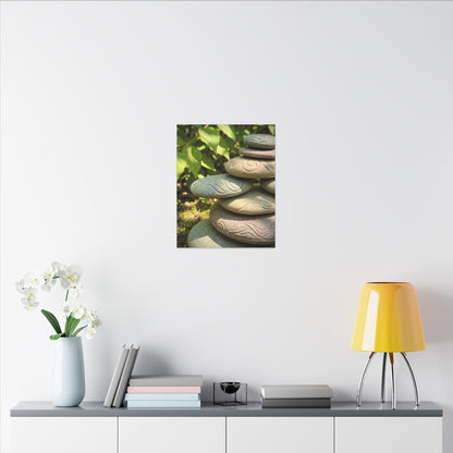 River Stones Summer Canvas Art | Japandi Earthy Design
