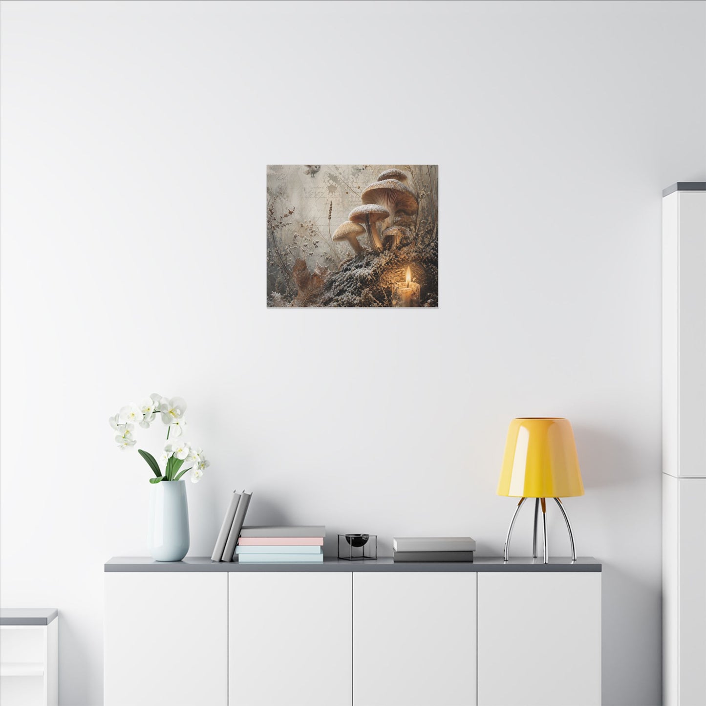 Wild Mushrooms Texture Canvas Art | Elegant Japandi Art