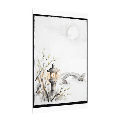 Moonlit Garden Spring Canvas Art | Zen Contemplative Design