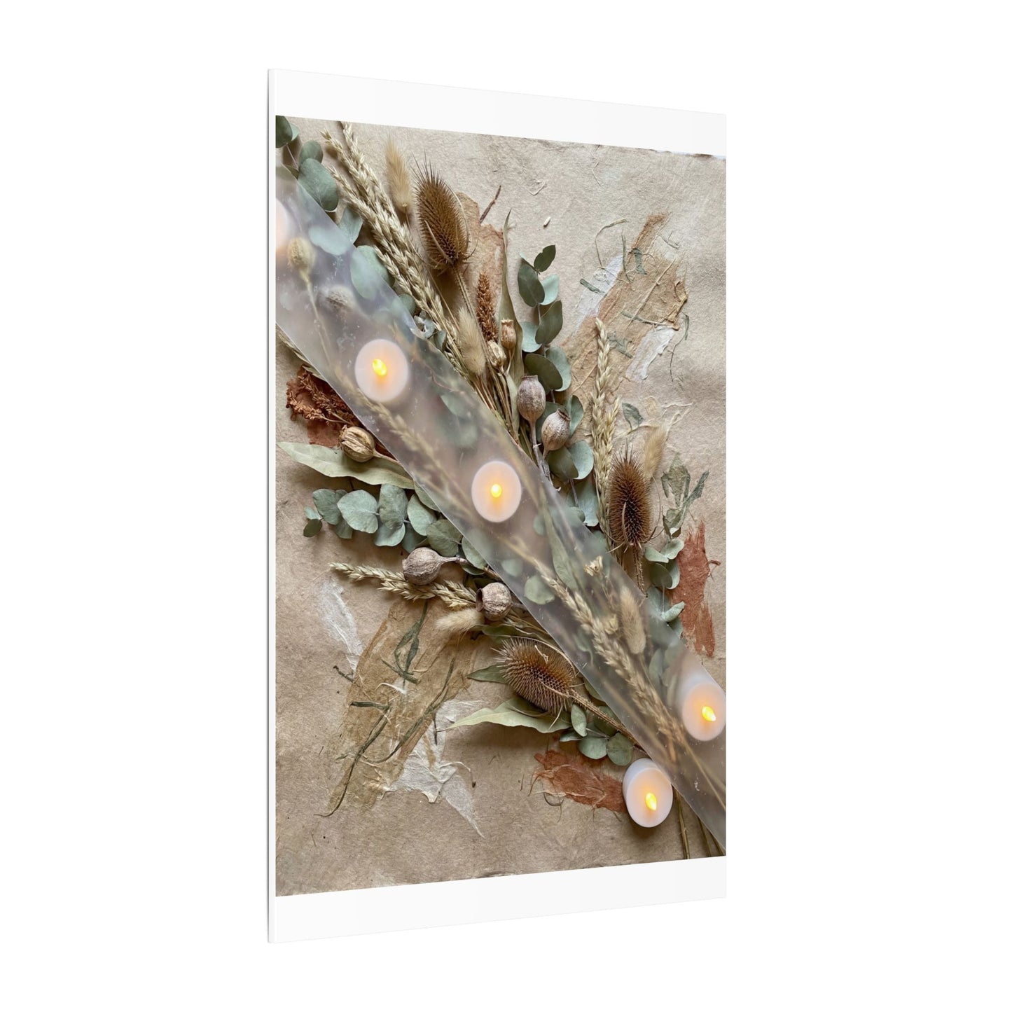 Candlelight Dried Flowers Canvas Art - Japandi Kanso