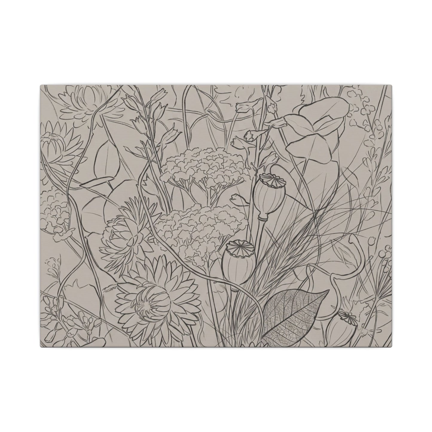 Summer Dried Flowers Minimal Line Canvas Art | Elegant Decor