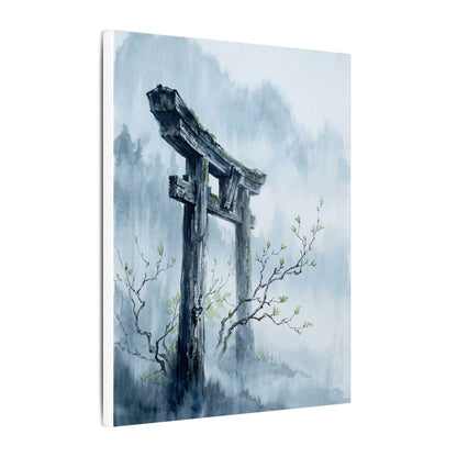 Torii Gate Canvas Art | Spring Zen Sumi E Art