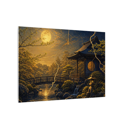 Spring Moonlit Garden Gold Vein Canvas Art | Resilient Decor