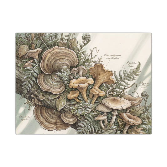Wild Mushrooms Winter Canvas Art | Cottagecore Enchanting Design Art Print