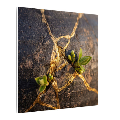 Rust Patina Gold Repair Canvas Art | Resilient Kintsugi Art