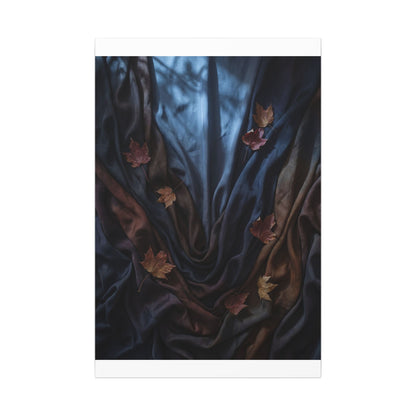Silk Drape Canvas Art | Autumn Dark Japandi Moody Minimal Art