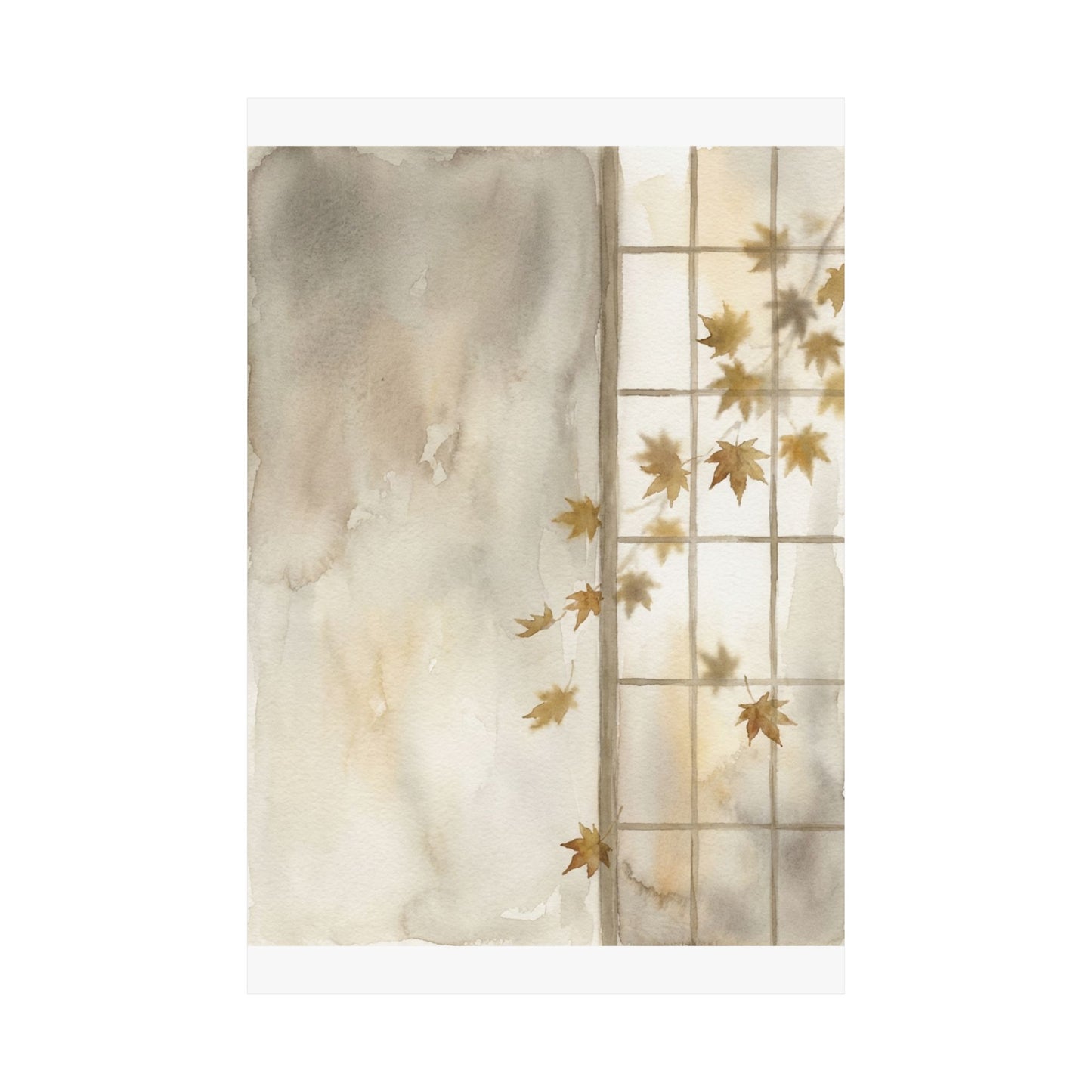 Elegant Shoji Screen Wall Art Print - Watercolor Japandi