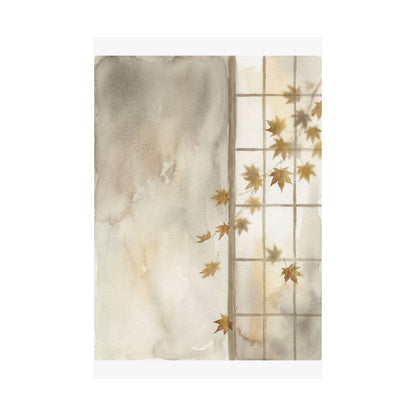 Elegant Shoji Screen Wall Art Print - Watercolor Japandi