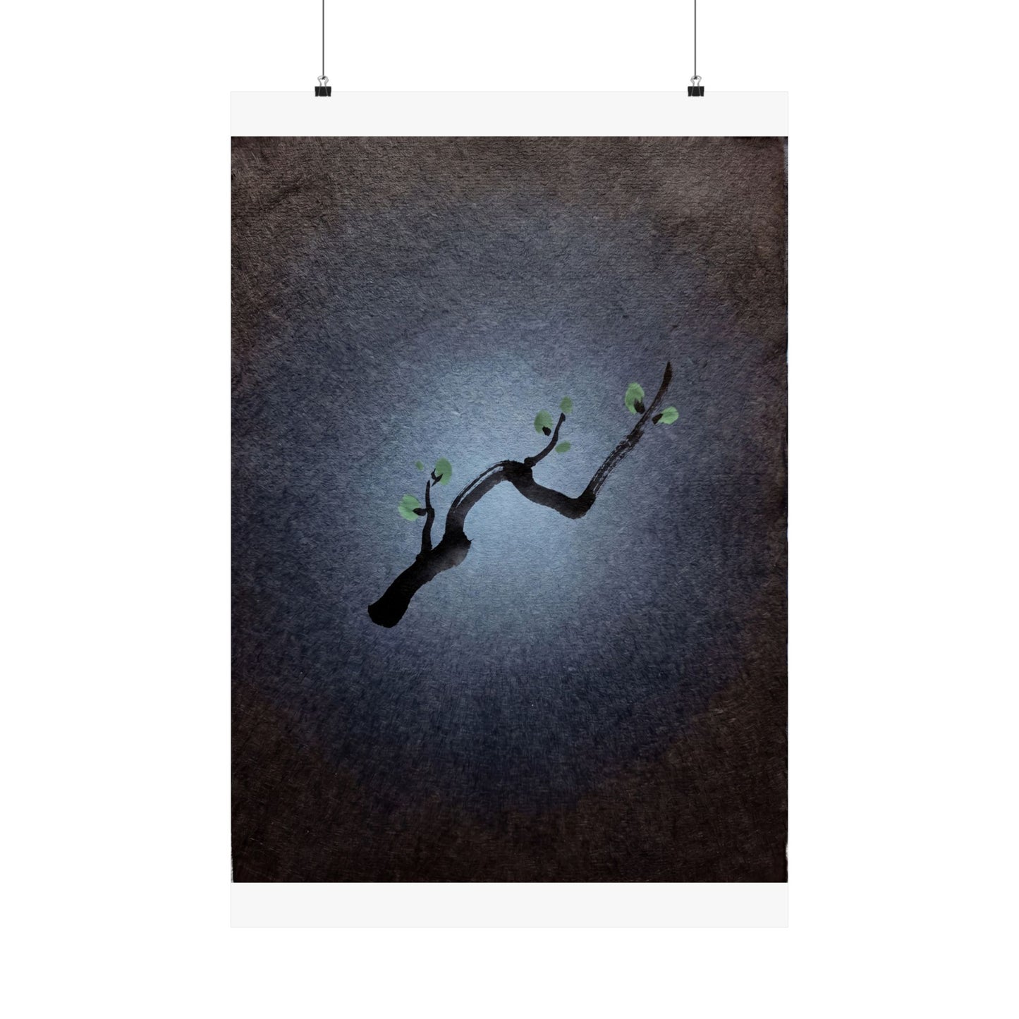 Moonlight Ink Brushstroke Wall Art Print - Dark Japandi Ma Art Print