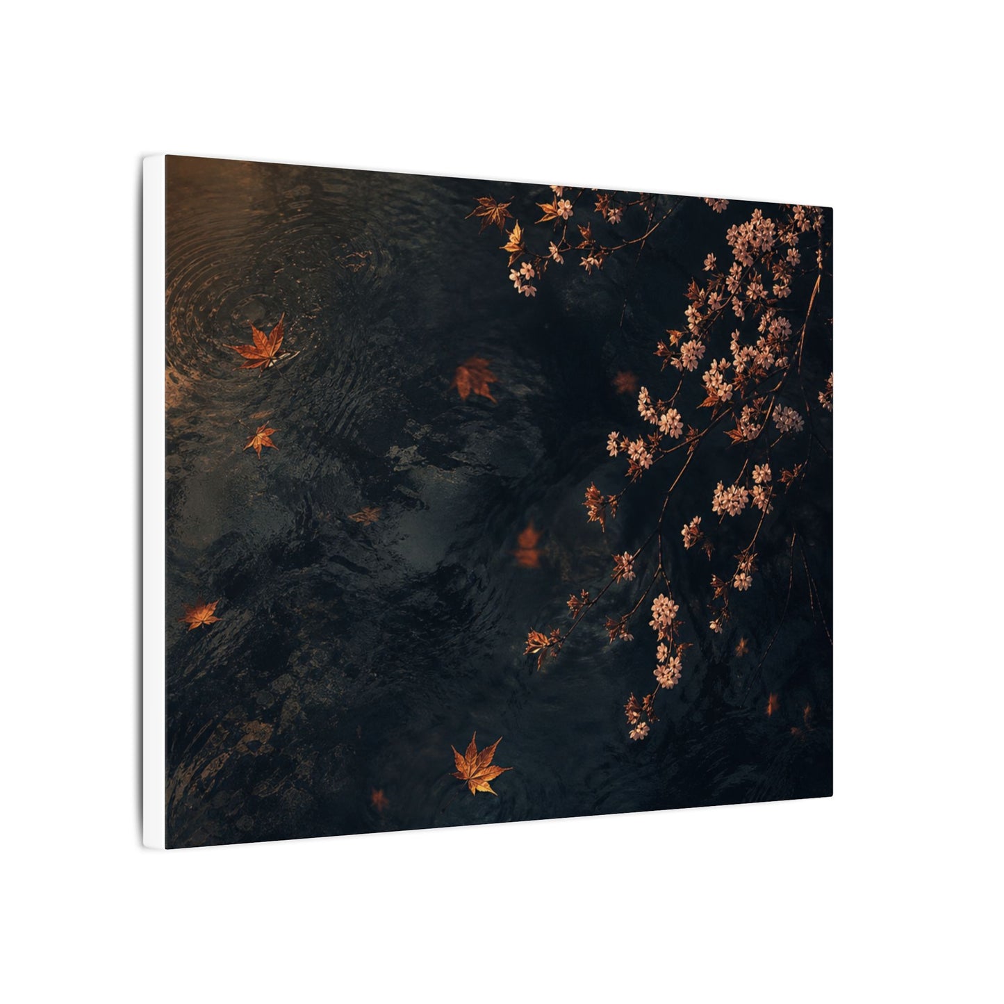 Golden Hour Cherry Blossom Canvas Art - Dark Japandi Kanso