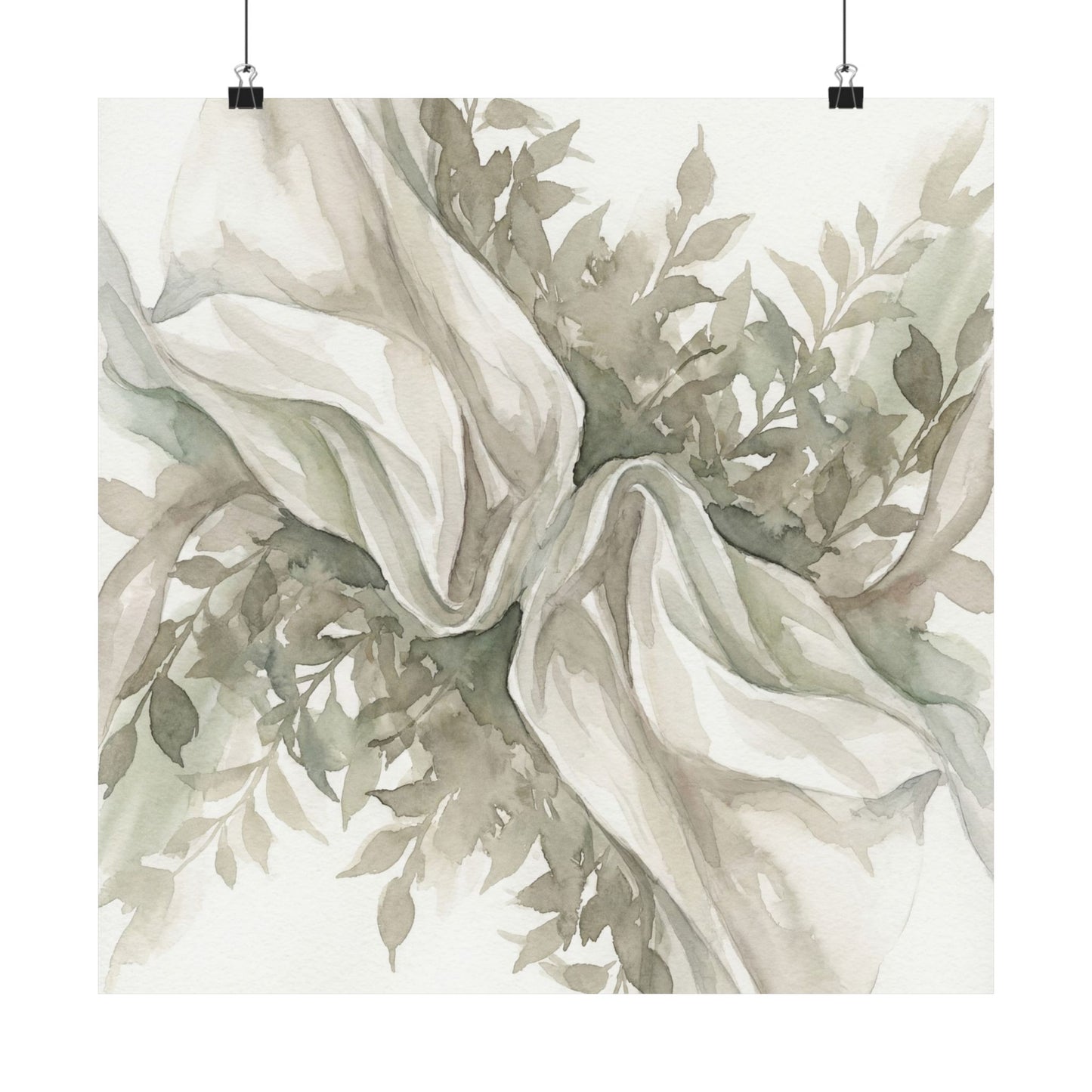 Silk Drape Watercolor Wall Art Print | Elegant Japandi Art