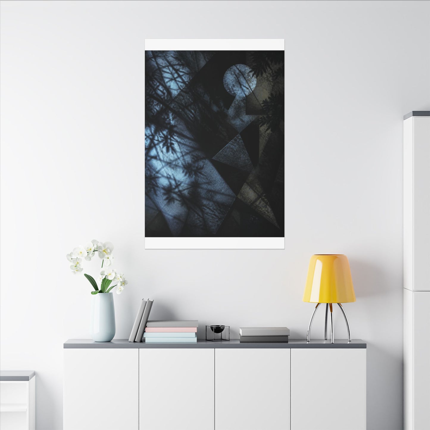 Shadow Play Winter Canvas Art | Dark Japandi Luxurious Design