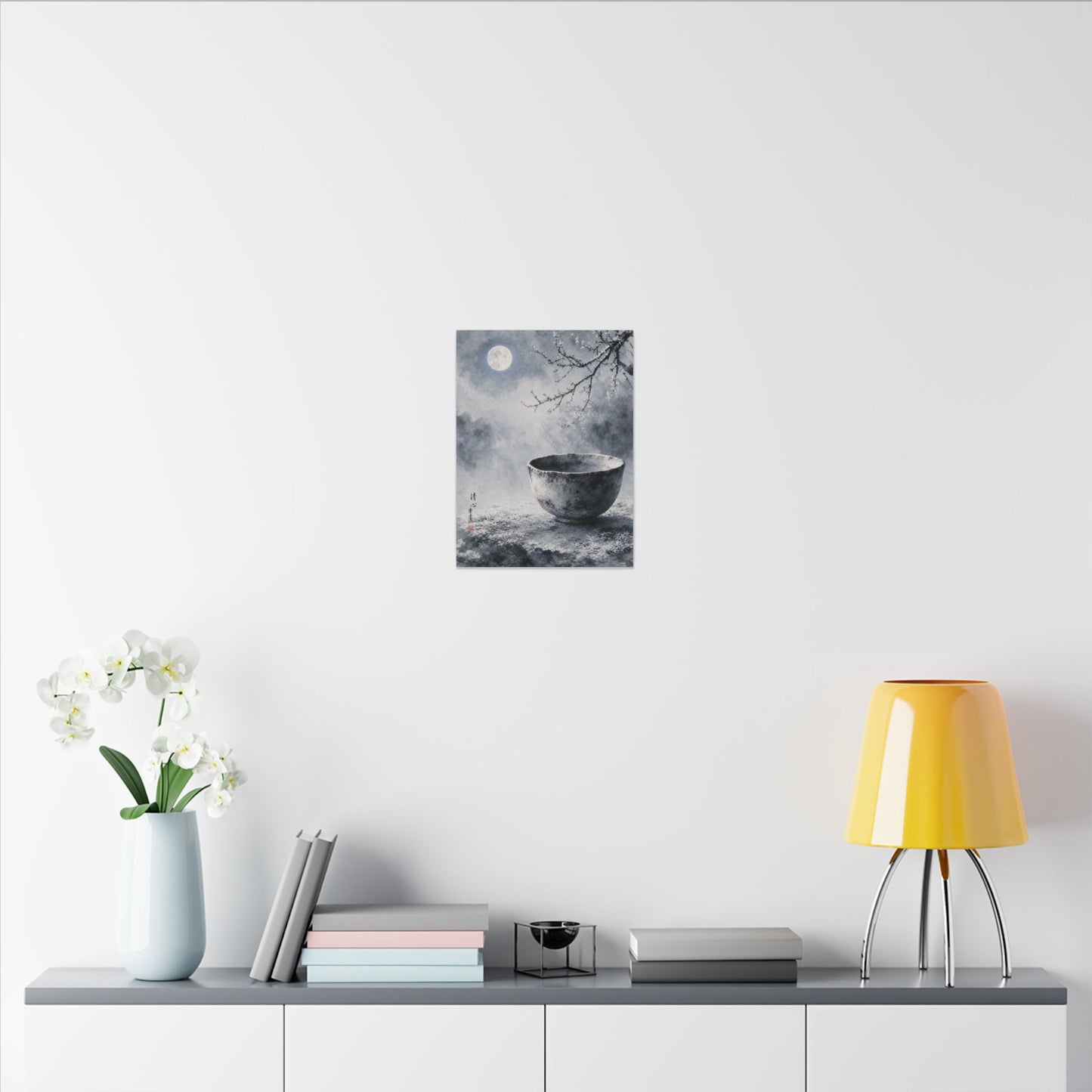Seijaku Ceramic Bowl Canvas Art - Zen Sumi E