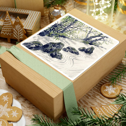 Rock Garden Sticker | Spring Zen Sumi E Art