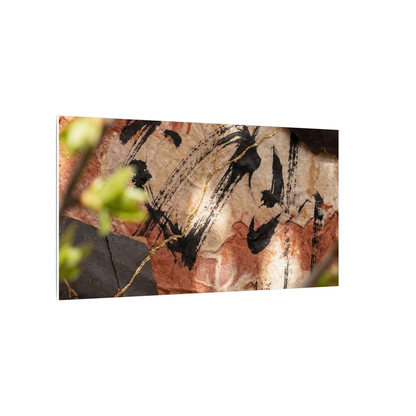Datsuzoku Ink Brushstroke Canvas Art - Kintsugi Gold Repair