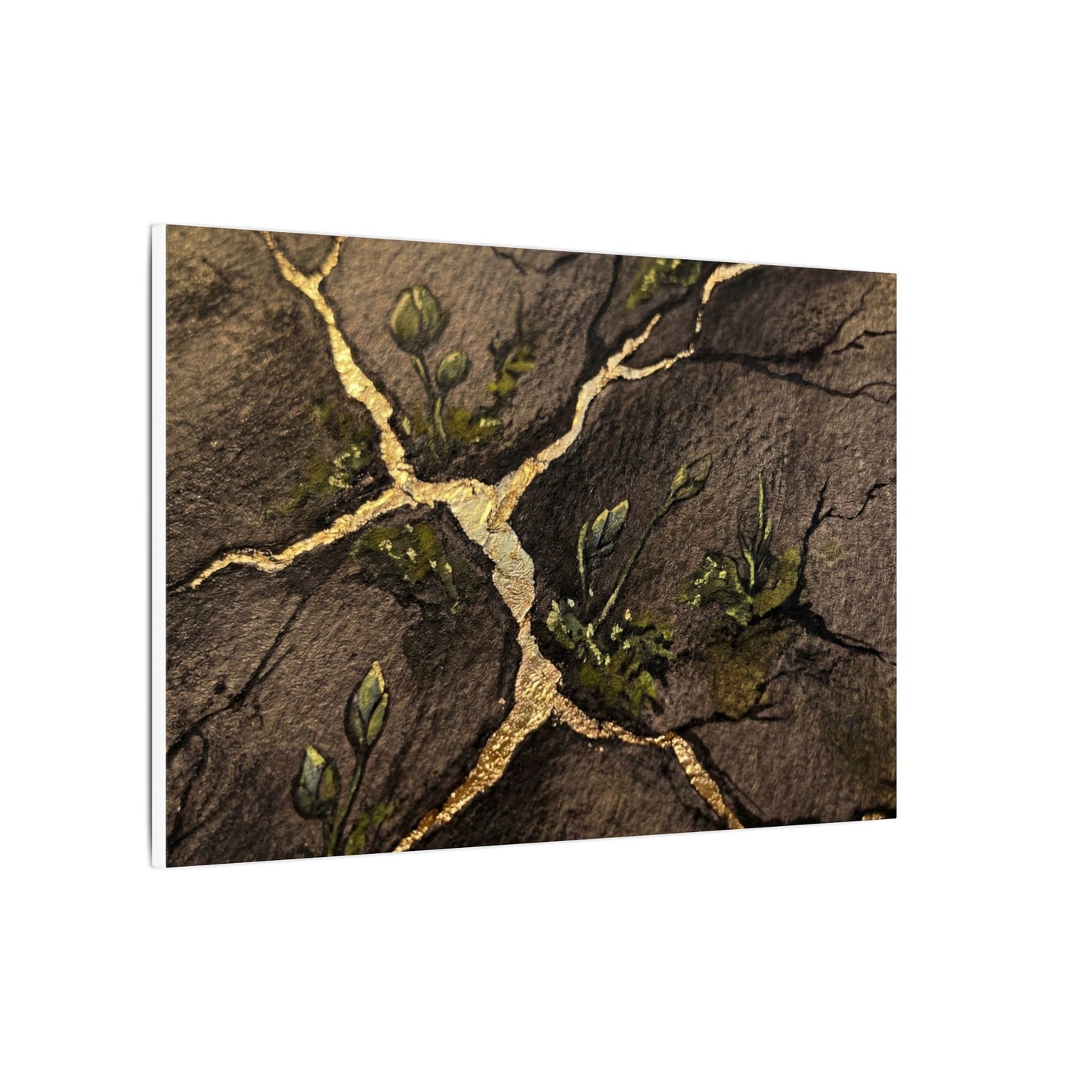 Spring Cracked Earth Charcoal Ink Canvas Art | Luxurious Decor