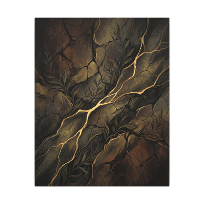 Cracked Earth Charcoal Ink Canvas Art | Bold Dark Japandi Art