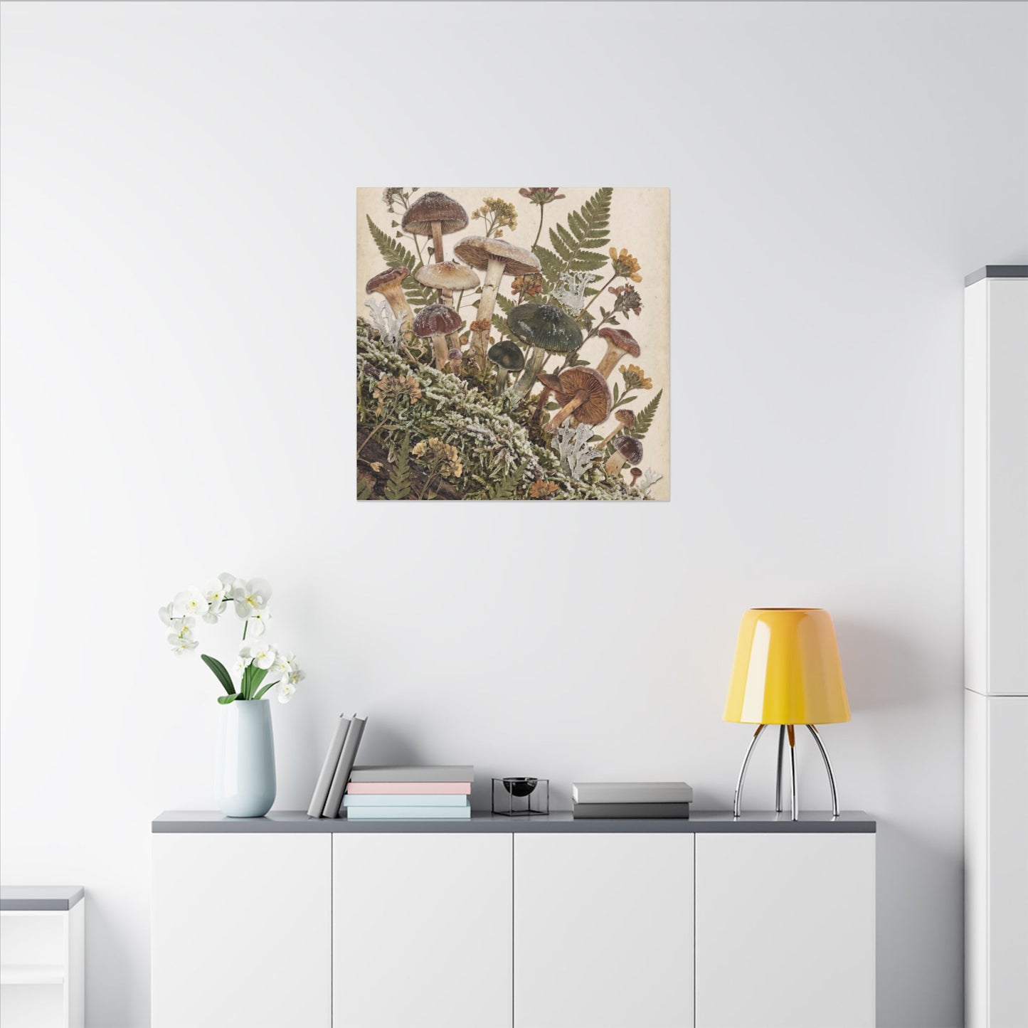 Winter Wild Mushrooms Herbarium Canvas Art | Enchanting Decor