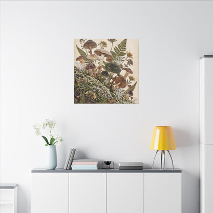Winter Wild Mushrooms Herbarium Canvas Art | Enchanting Decor