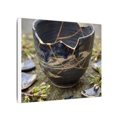 Datsuzoku Ceramic Bowl Canvas Art - Kintsugi Gold Repair