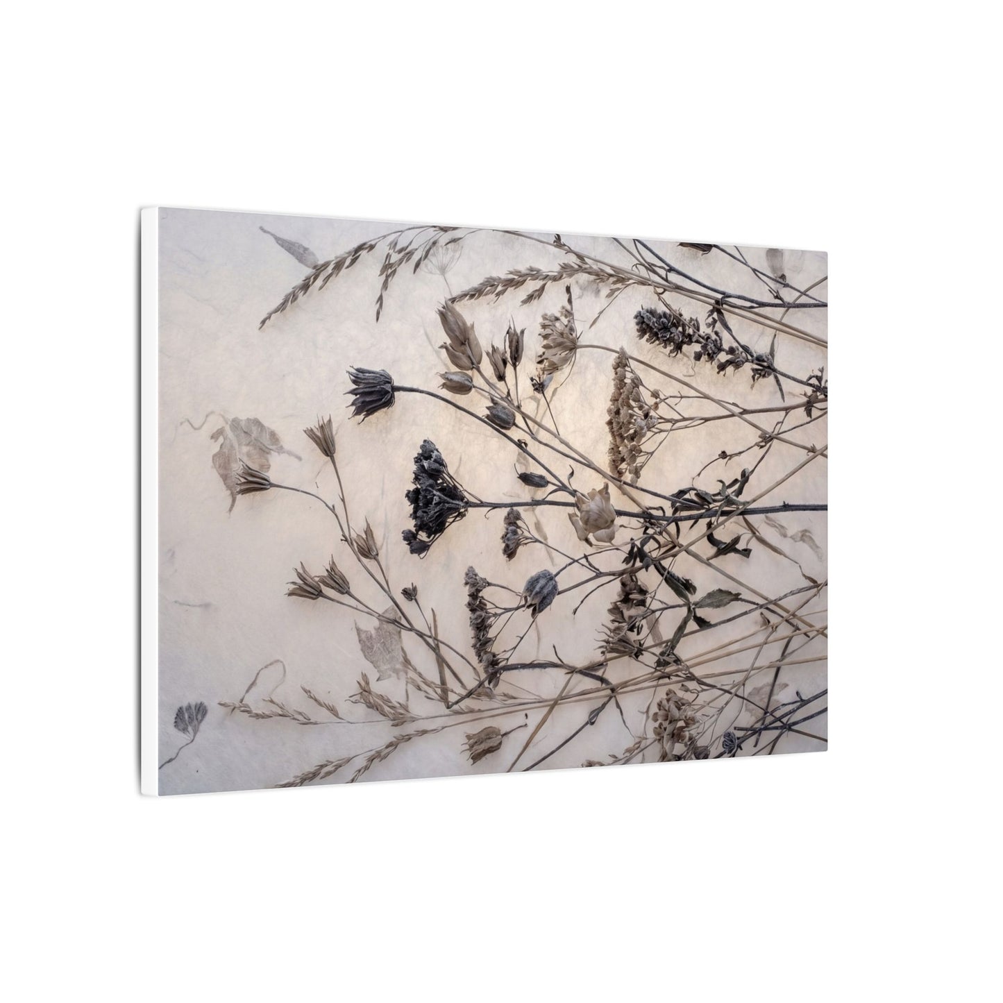 Elegant Dried Flowers Canvas Art - Japanese Pattern Japandi