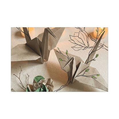 Paper Fold Spring Canvas Art | Japandi Earthy Design