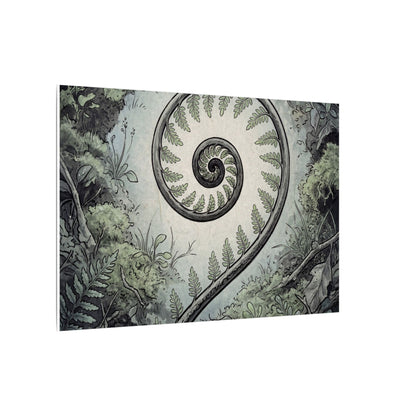 Zen Fern Unfurling in Dawn | Ukiyo E Inspired Canvas Art