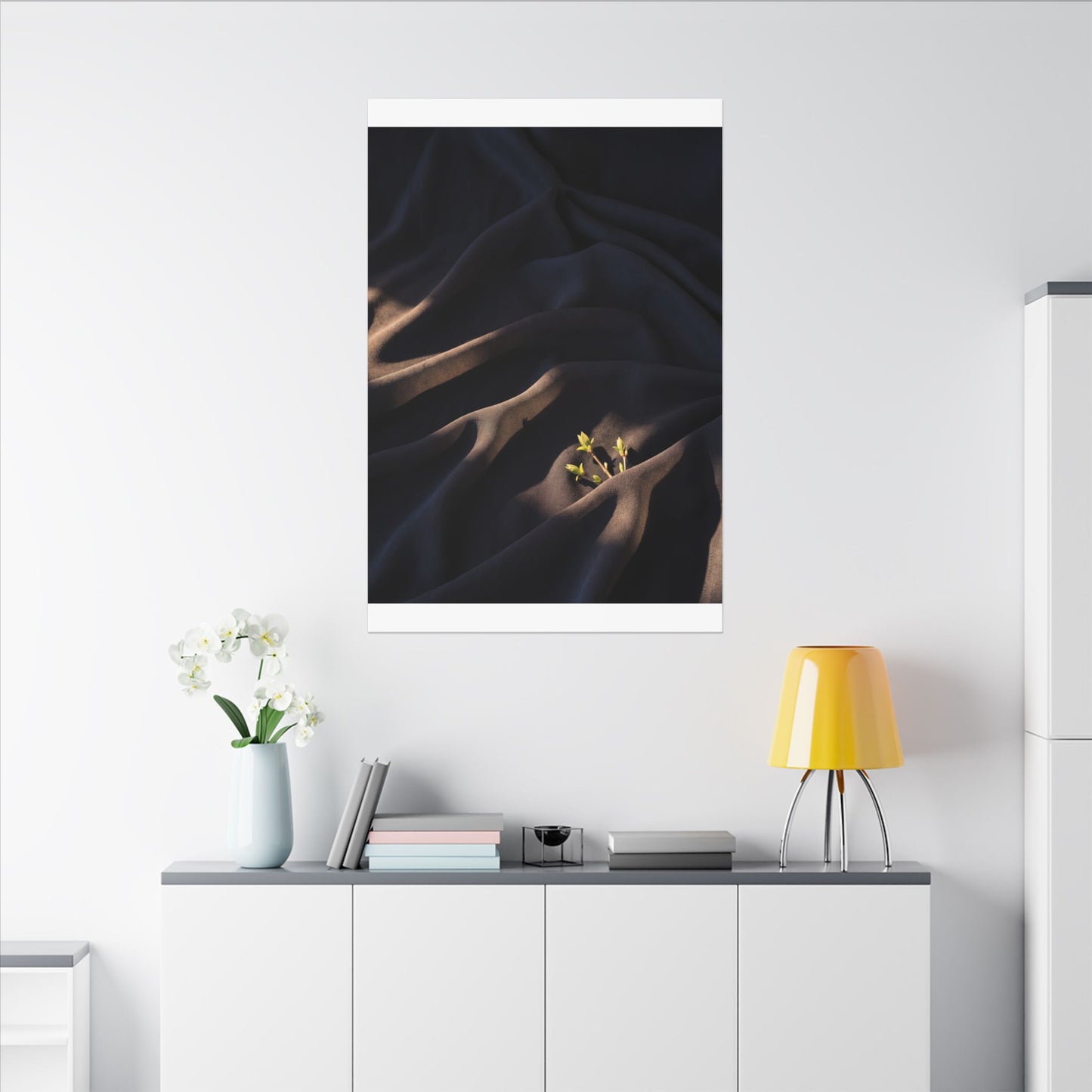 Silk Drape Shadow Zen Canvas Art | Luxurious Dark Japandi Art