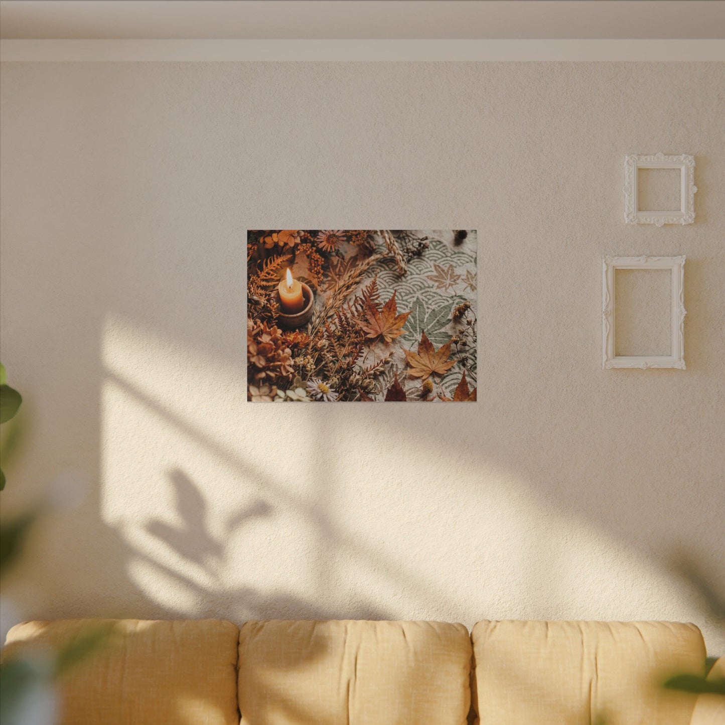 Candlelight Dried Flowers Canvas Art - Japandi Seijaku