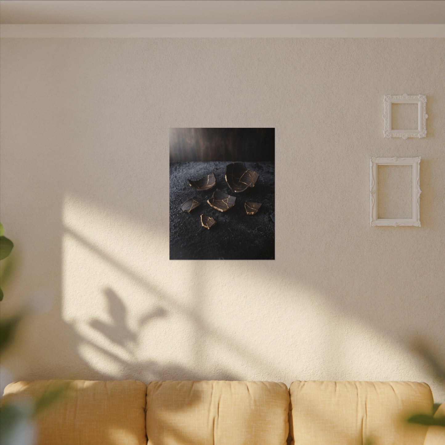 Winter Broken Pottery Shadow Zen Canvas Art | Bold Decor