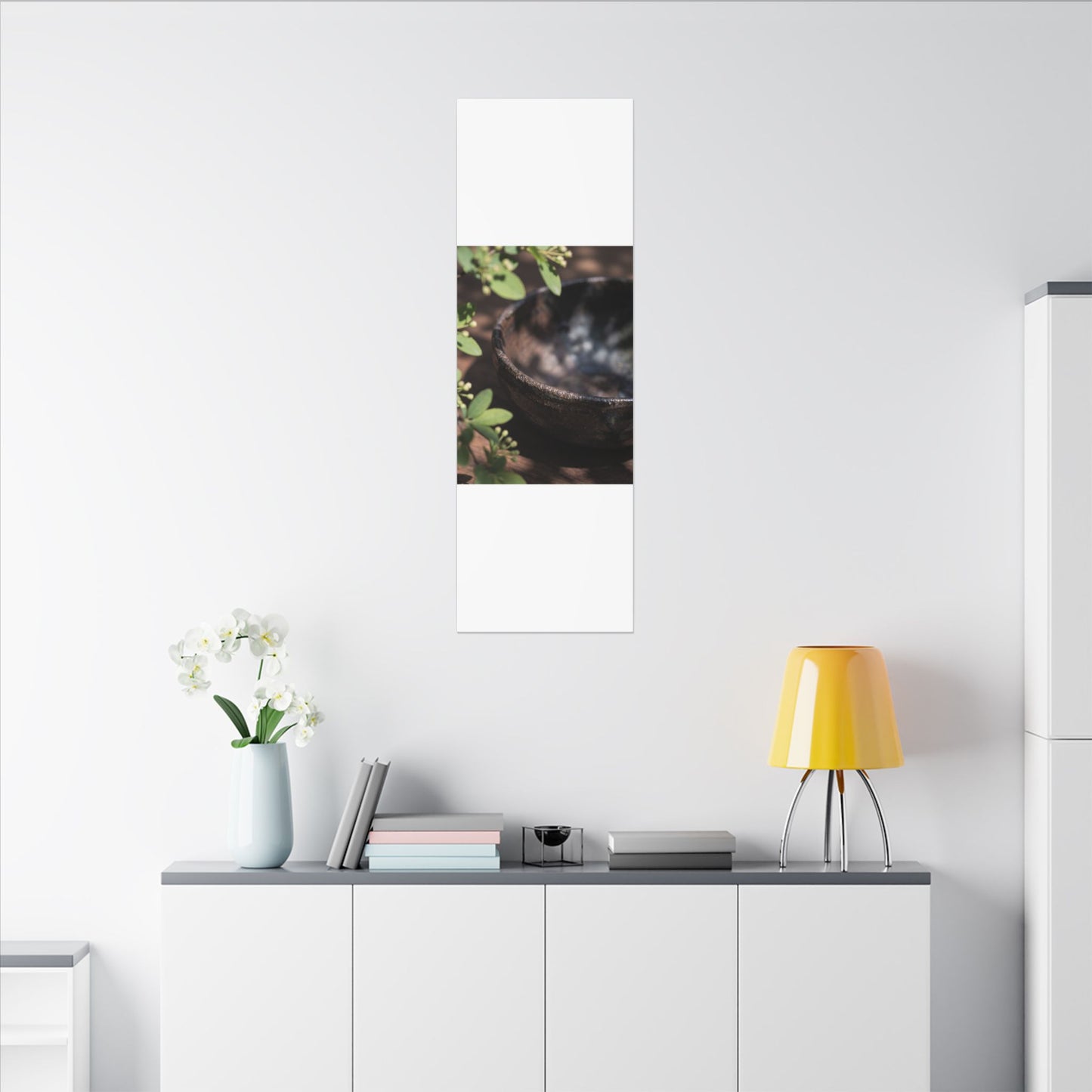 Ceramic Bowl Shadow Zen Canvas Art | Moody Dark Japandi Art