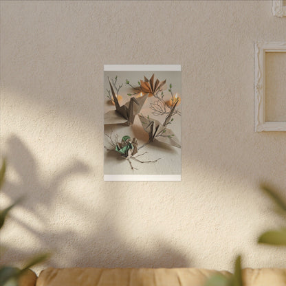 Paper Fold Spring Canvas Art | Japandi Earthy Design