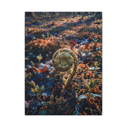 Kintsugi Fern Unfurling in Dappled | Gold Vein Canvas Art