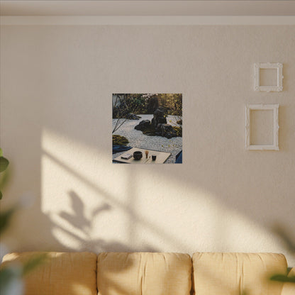 Zen Tea Ceremony in Golden Hour | Karesansui Canvas Art