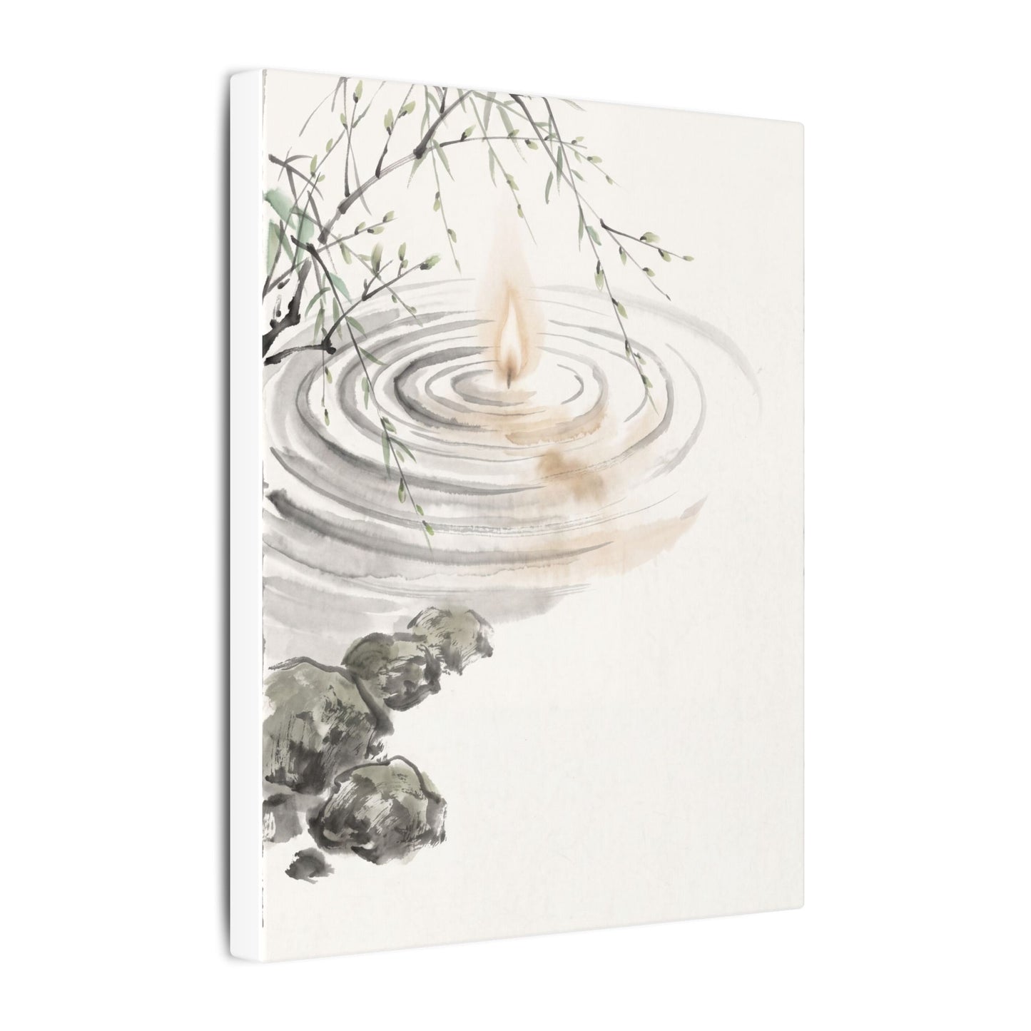 Water Ripple Sumi E Canvas Art | Tranquil Zen Art