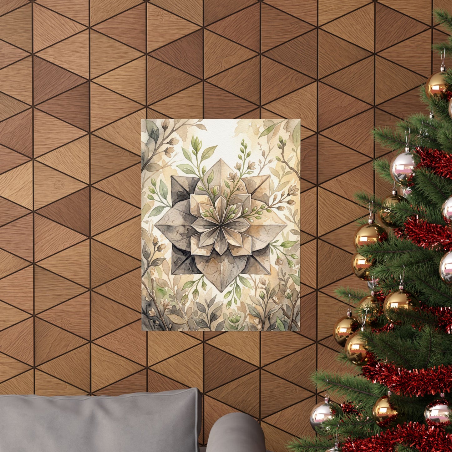 Golden Hour Paper Fold Wall Art Print - Japandi Mono No Aware