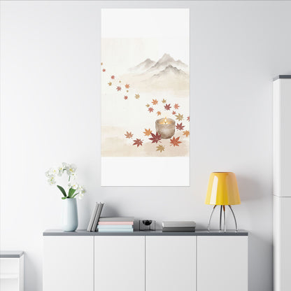Earthy Mountain Mist Canvas Art - Japanese Pattern Japandi