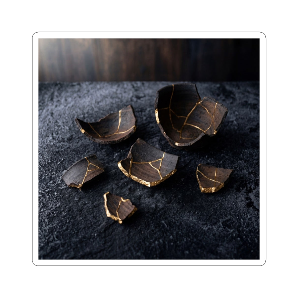 Kanso Broken Pottery Sticker - Dark Japandi Shadow Zen