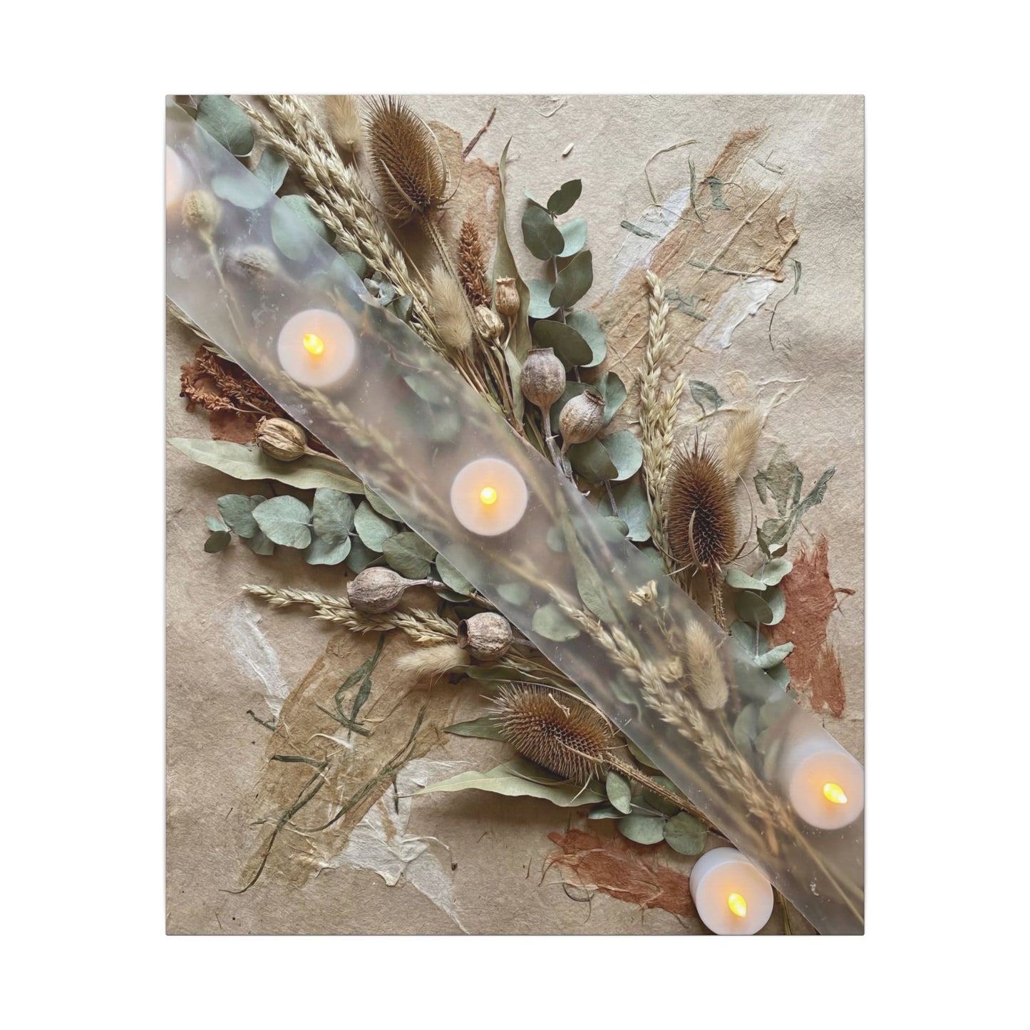 Candlelight Dried Flowers Canvas Art - Japandi Kanso