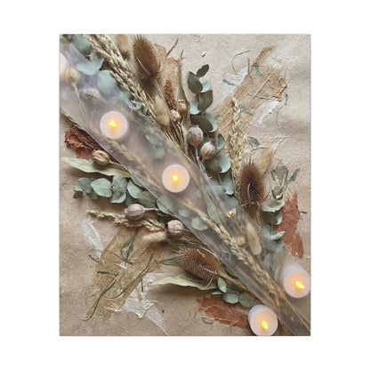 Candlelight Dried Flowers Canvas Art - Japandi Kanso