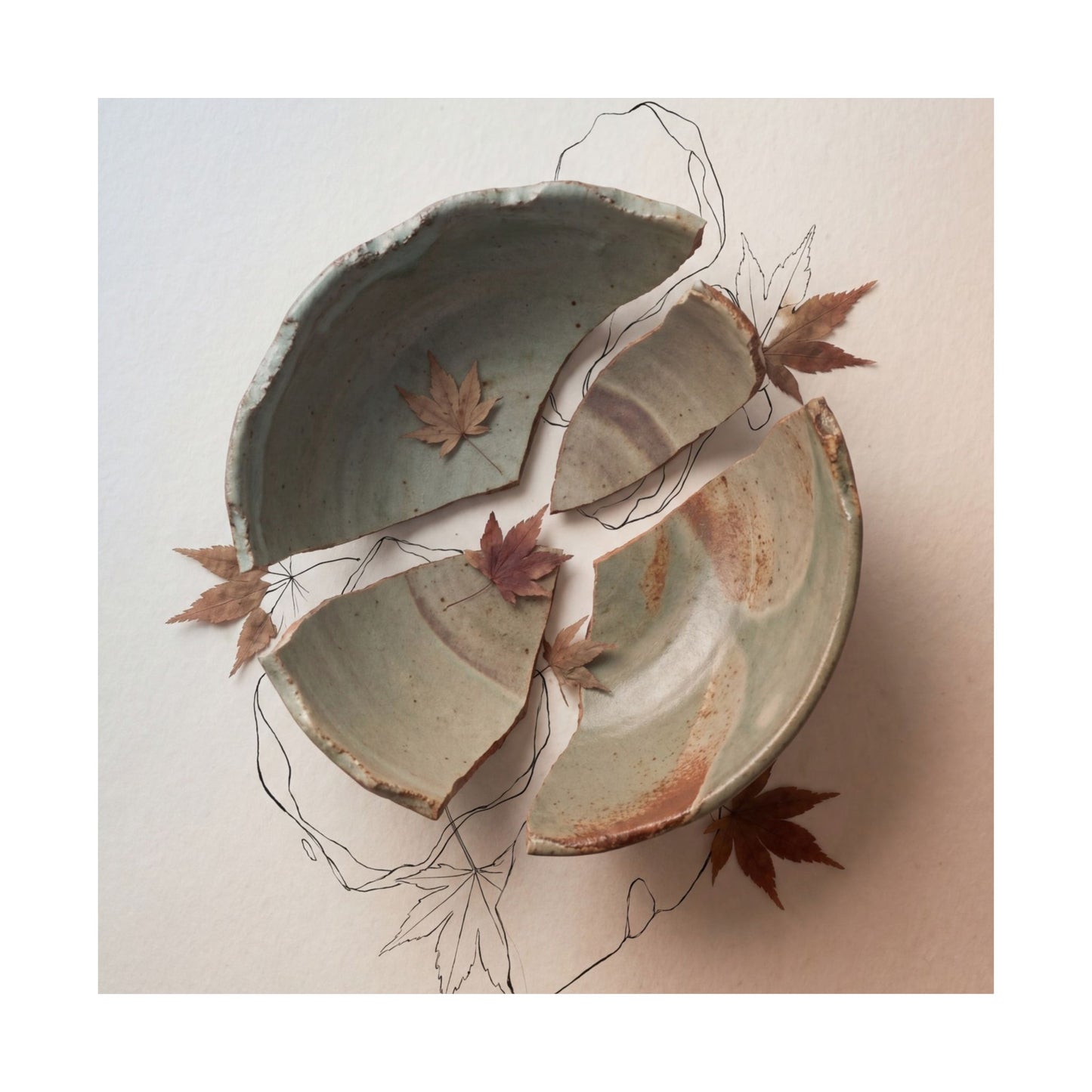 Ceramic Bowl Minimal Line Wall Art Print | Neutral Japandi Art